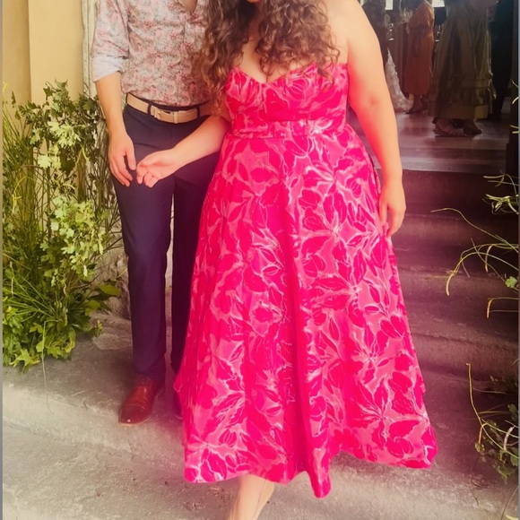 Ml Monique Lhuillier Amelia Floral Strapless Corset Maxi Dress 16 like new - Picture 6 of 6